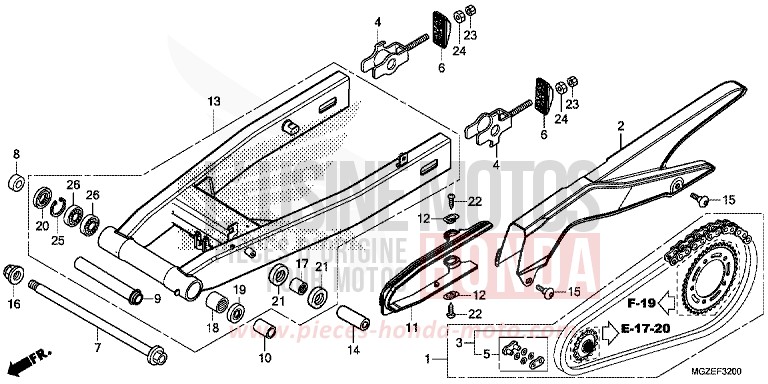 SWINGARM for CB500F ABS CANDY RUBY RED (R4) from 2014